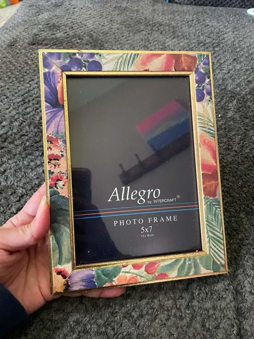 Allegro by Intercraft Floral and Gold Trim Wood Photo Frame 5x7